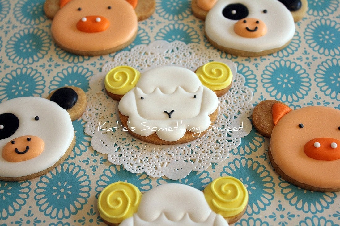 Farm Animal Sugar Cookies-Farm Animal Birthday-party favors kids birthday