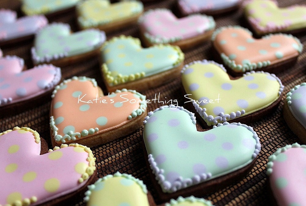 Heart Cookies-Bite Size Favors-Valentine Heart Cookies-Bridesmaid Gifts-Custom Wedding Favors-Bridal Shower Favors