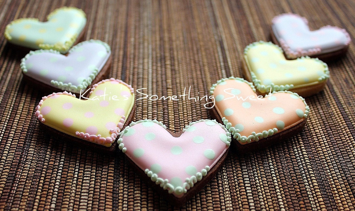 Heart Cookies-Bite Size Favors-Valentine Heart Cookies-Bridesmaid Gifts-Custom Wedding Favors-Bridal Shower Favors