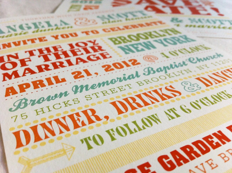 Wedding Invitations - Retro Poster with Matching Save the Dates, RSVP and more