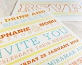 Modern Wedding Invitations, Typography Poster Invitation in Orange and Blue