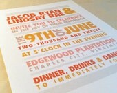 Wedding Invitation - Modern Set in Salmon, Gray and Orange