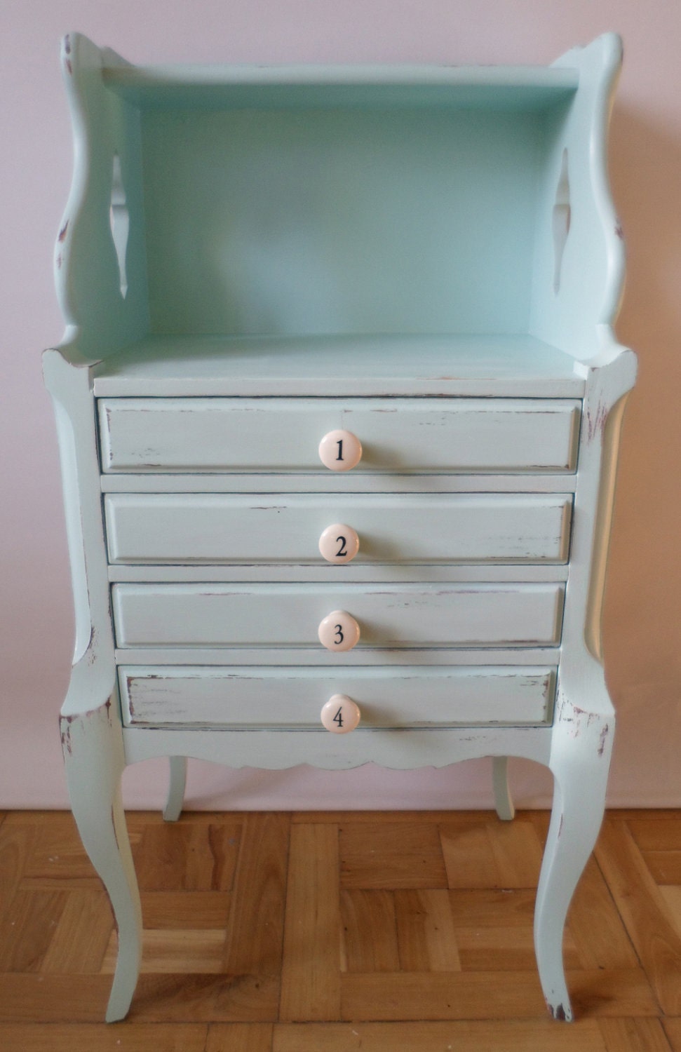 upcycled vintage distressed green mint side table