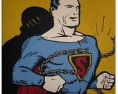 Vintage 1939 Superman Canvas Painting