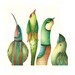 Green birds-Original watercolor painting-Wall decor, painting