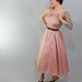 1950s Vintage Dress...Spring Fashion Pink Mauve Rockabilly Taffeta Halter Party Dress with Full Gathered Skirt and Gathered Bust