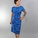 Reserved 1950s Vintage Dress...Spring Fashion Blue Hawaiian Asian Motif Sarong Style Cocktail Dress Bombshell Hourglass Size Small