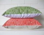 KNOCK KNOCK hand printed cushion cover in orange