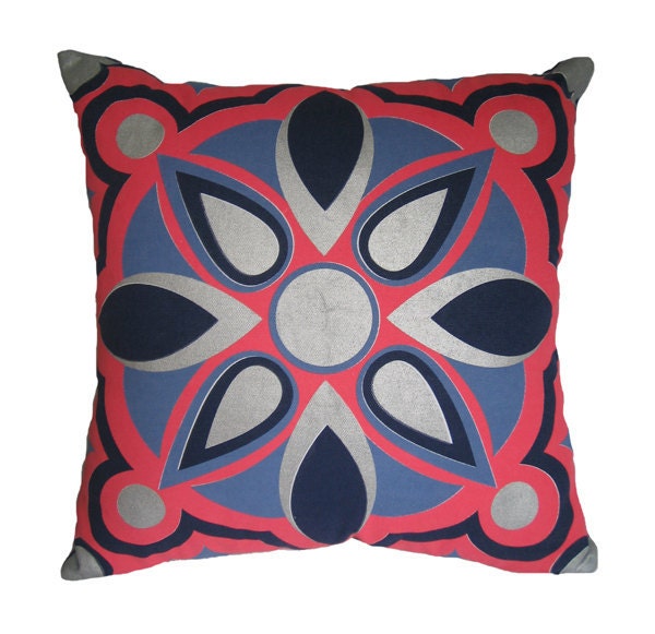 BOHEMA hand printed cushion cover metallic pink
