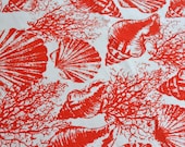 SEA BOUQUET hand screen printed fabric