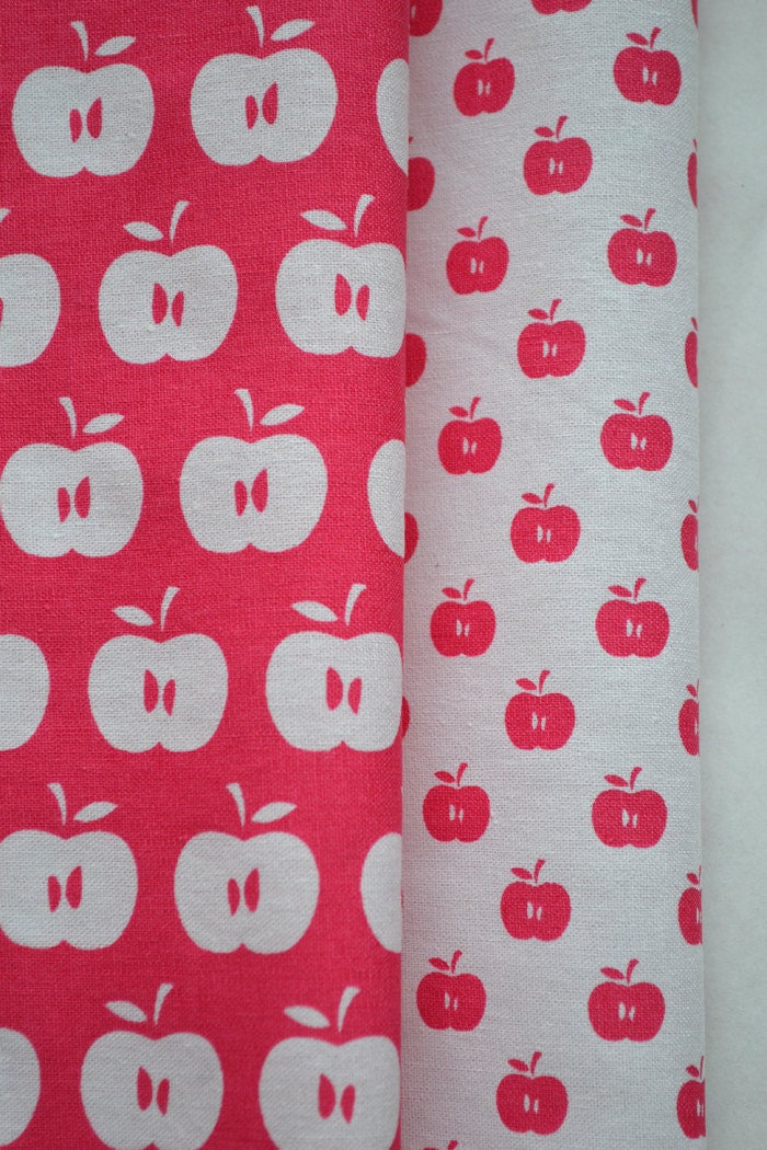 APPLES hand printed fabric quarter
