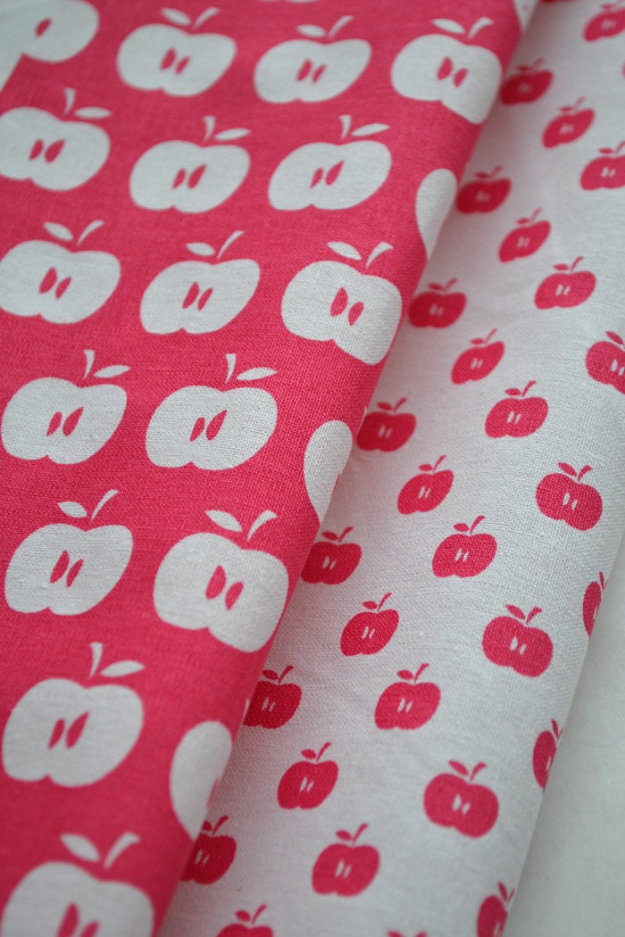 APPLES hand printed fabric quarter