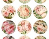 VINTAGE FLORAL Printable  2.5 inch Digital Collage Sheet for Pocket Mirrors Magnets Paper Weights Printable circle images