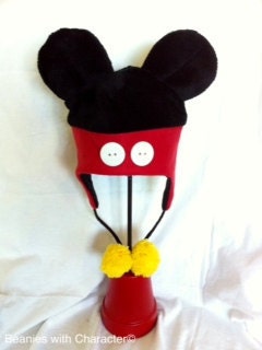 Mickey Mouse inspired Fleece Ear Flap Beanie Hat