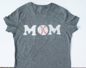 HAND STITCHED Baseball MOM t-shirt