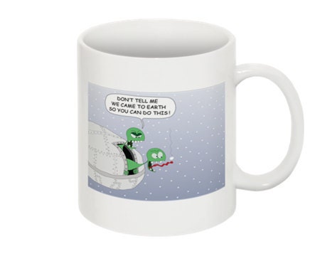 Aliens And Snowflake white coffee mug Royalty Free Image DIY