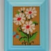 DAISIES, vintage yarn needlepoint framed