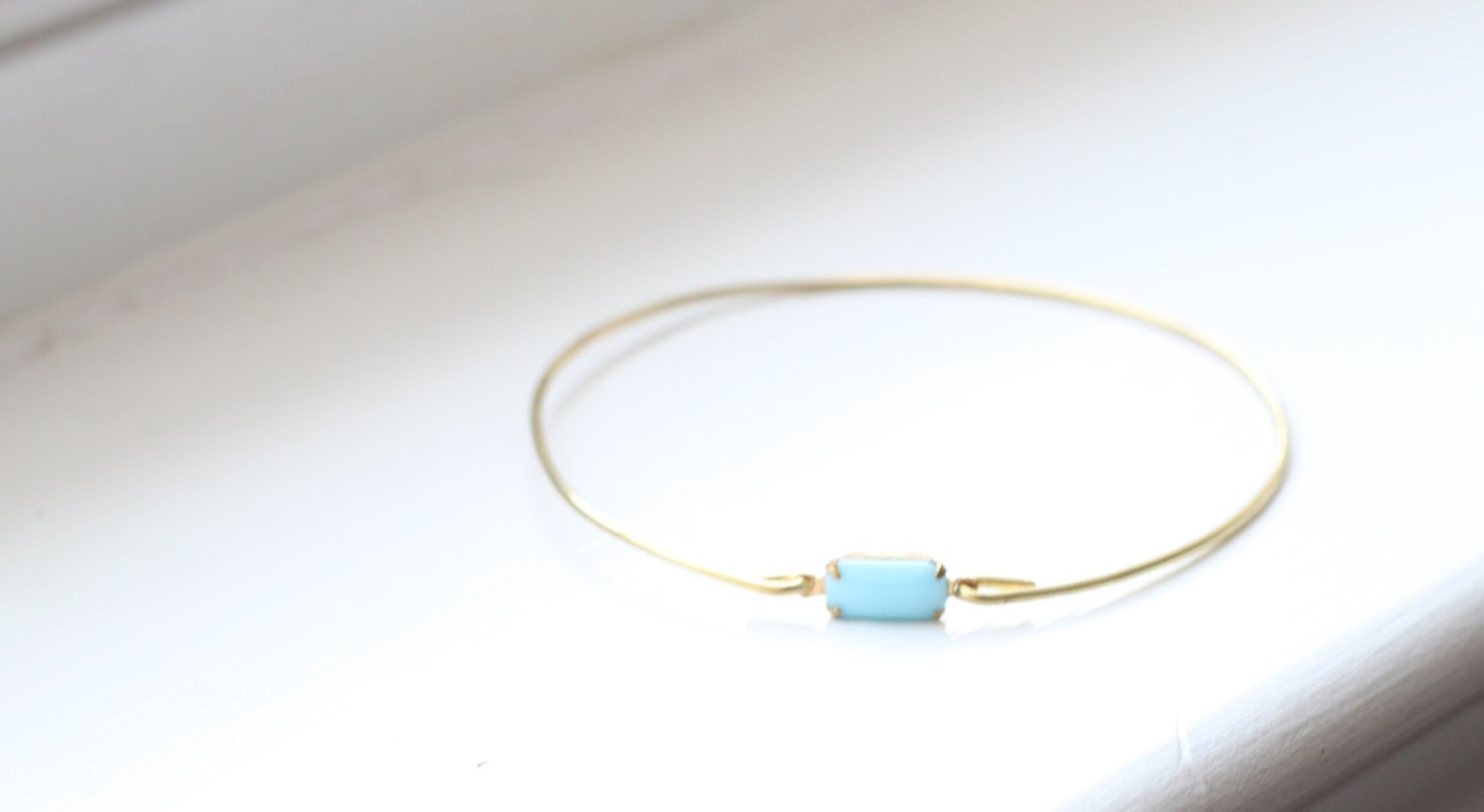 Turquoise Blue Vintage Set Stone Bangle, Stackable Bangle, Gem Stone Bangle, Rhinestone Bangle, Bezel Bangle