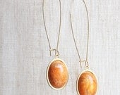 Vintage Swirled Burnt Orange Cabochon Earrings