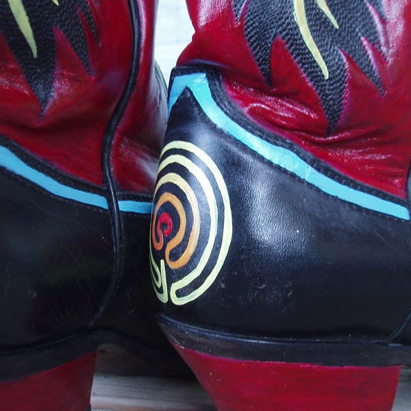 Tewa Two-Step hand painted Tony Lama cowgirl boots W8