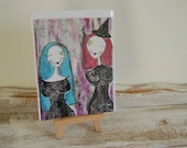 Blank Note Card.... Spooky Friends.....Whimsical design....Art Print