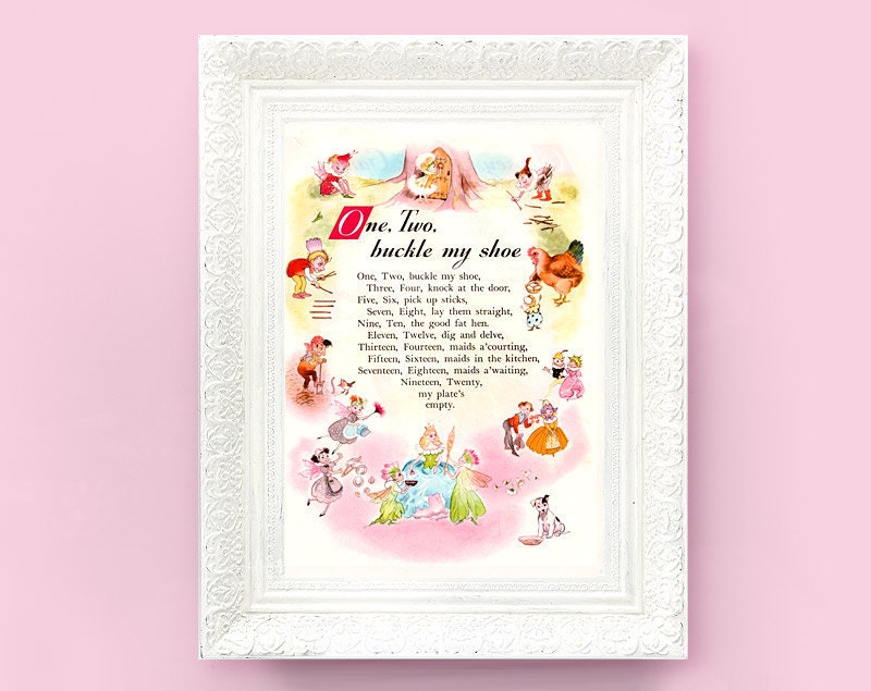Vintage Nursery Rhyme One Two Buckle My Shoe by ThePrintMakers Vintage Nursery Rhyme One Two Buckle My Shoe by ThePrintMakers