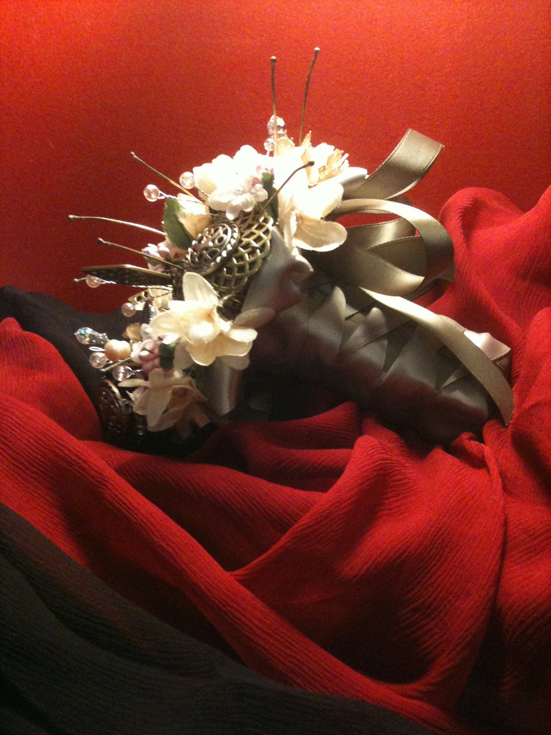 Custom Bridal Button Filigree Metal Bouquet Steampunk