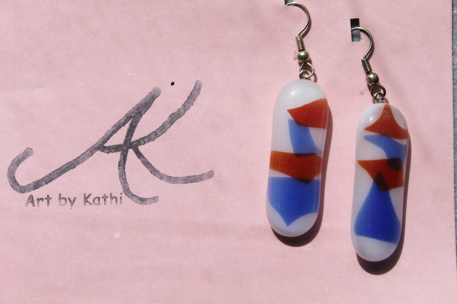 Fused glass patriotic earrings