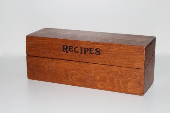 Wooden Recipe box by Brimfieldfinds on Etsy