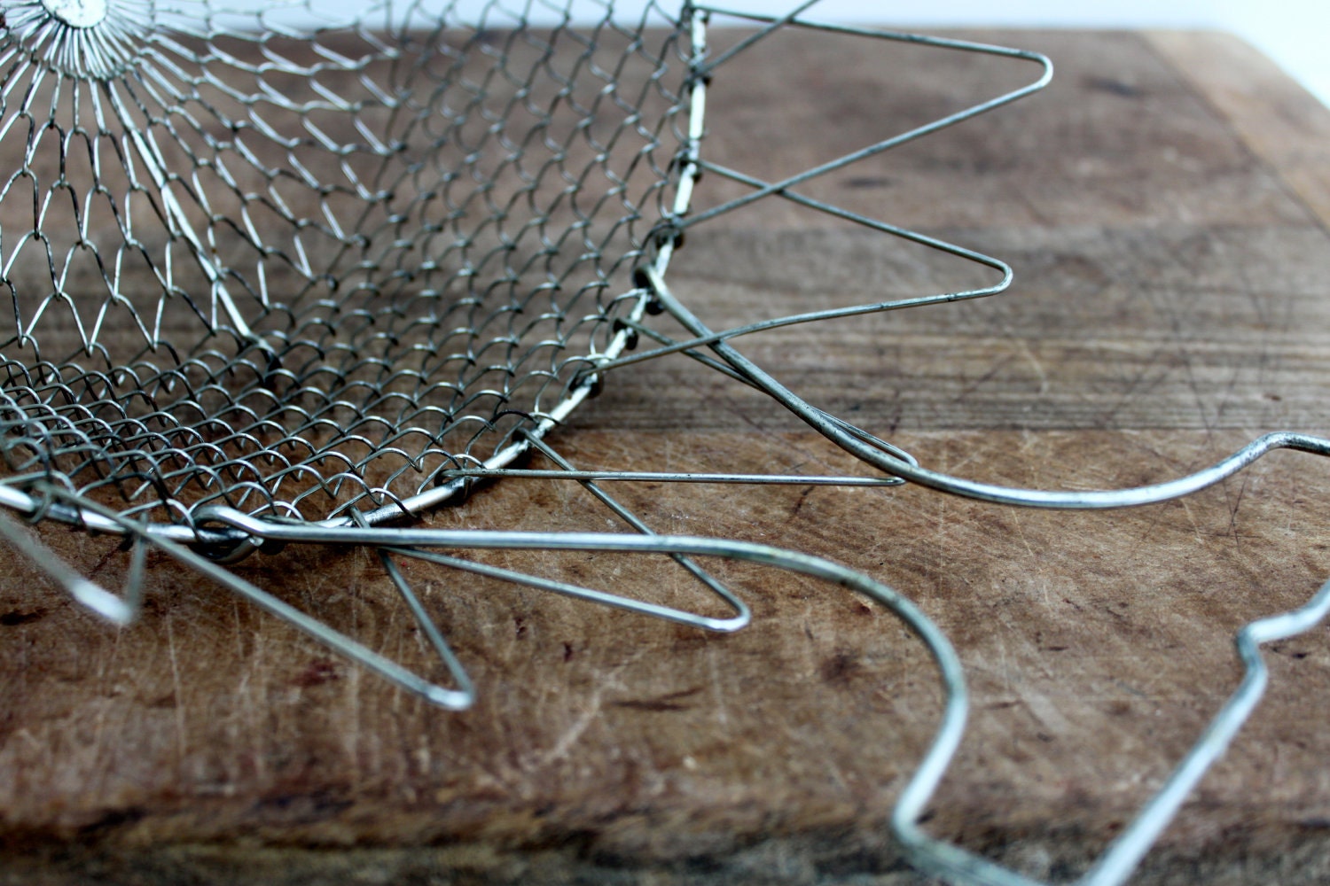 Vintage French collapsable wire egg basket