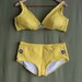 Vintage 1960s 70s DAPHNA Yellow Bikini with Blue and White Flower Size 8 to 10 Medium