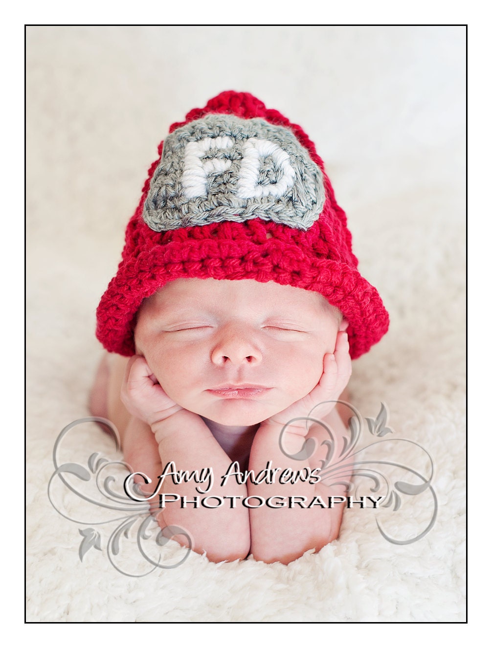 Crochet Baby Firefighter Hat