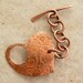 Etched Copper Toggle Clasp, Bubbles and Circles Pattern, 1" x 1", Heart Shaped