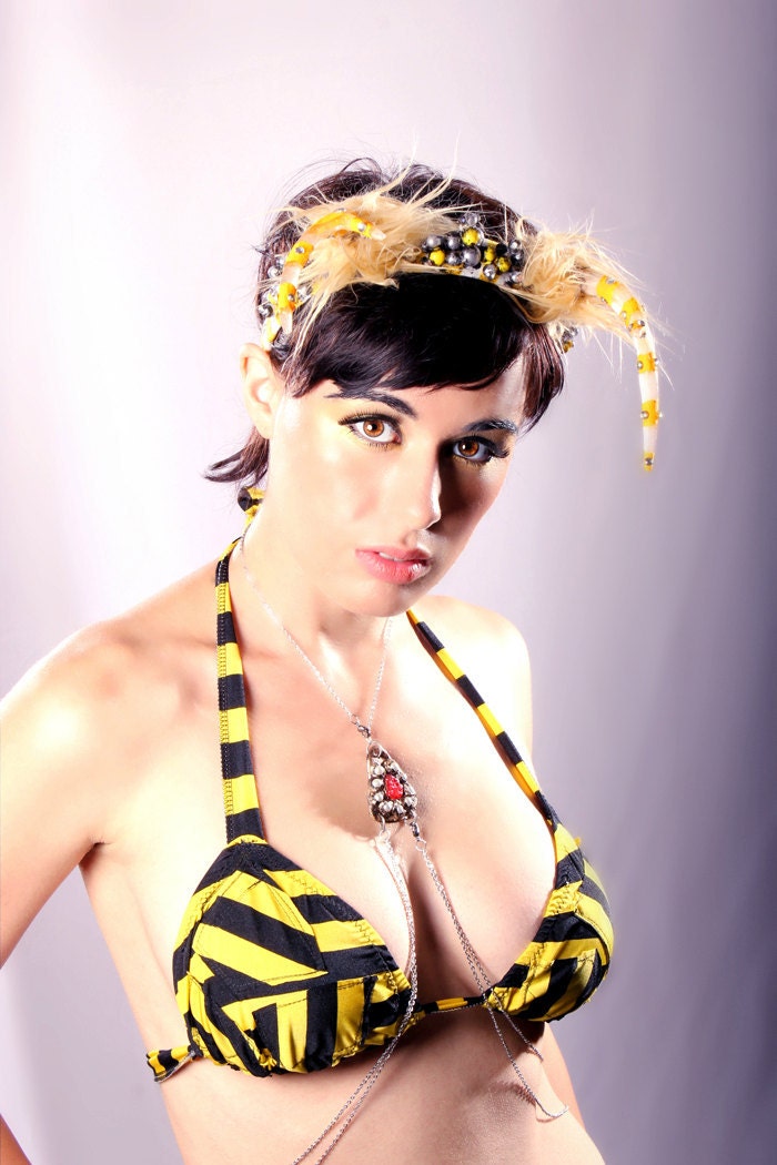 Wild and Free Antler Headband - Yellow Carnival Stripe deer horns head piece Super Hero Costume Cosplay Headdress fantasy Halloween