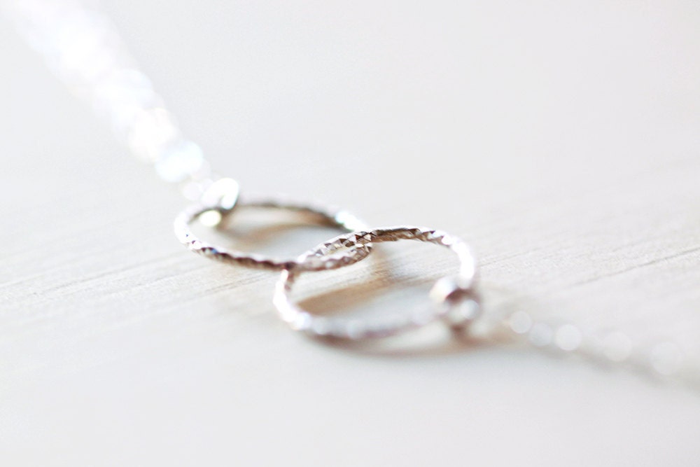 Entwined Circles Necklace - linked circles, minimalist sterling silver eternity jewelry for everyday