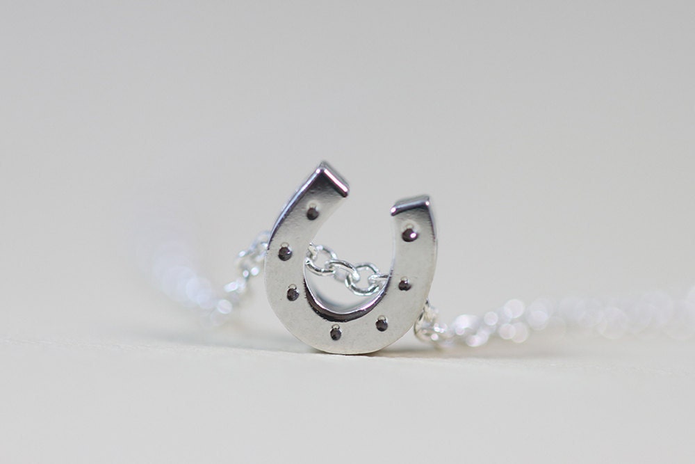Horseshoe Necklace - lucky horse shoe sterling silver charm everyday jewelry