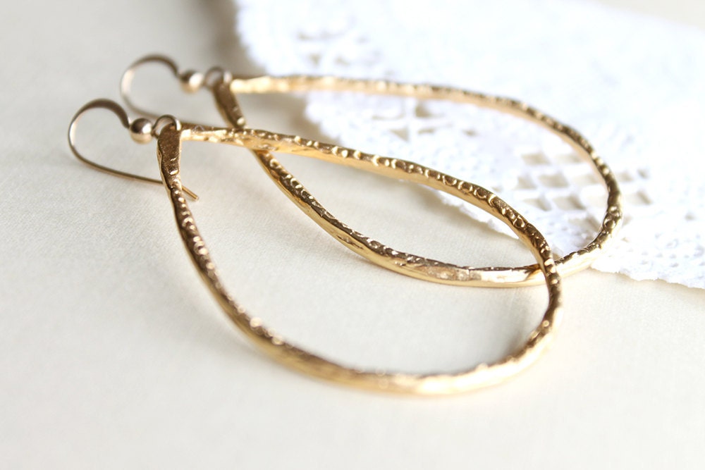 Oversized Teardrop Earrings - extra large gold open tear drop frame abstract and minimalist jewelry