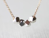 Sterling Silver Beads Necklace - gold and silver simple layering jewelry by petitor