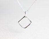 Silver Square Necklace - sterling silver square shape geometric necklace, simple everyday jewelry by petitor