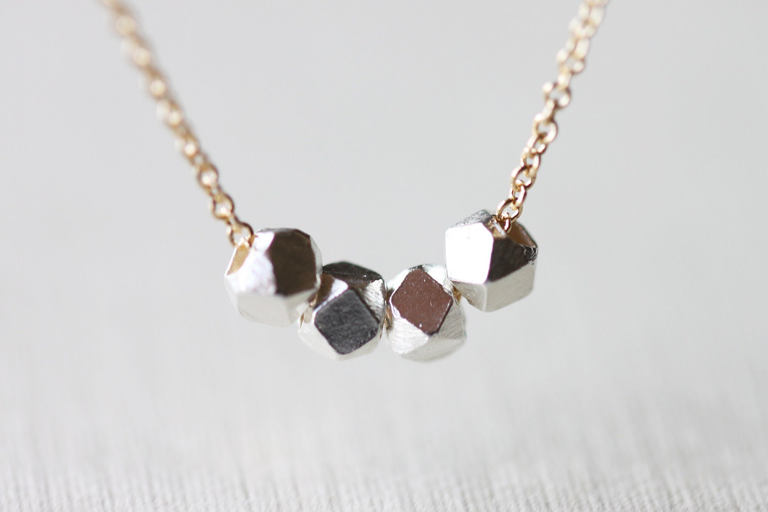 Sterling Silver Beads Necklace - gold and silver simple layering jewelry by petitor
