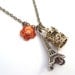 Antiqued Brass Eiffel Tower Carrousel Flower Necklace