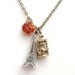 Antiqued Brass Eiffel Tower Carrousel Flower Necklace