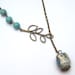 Fancy Antiqued Brass Leaf Turquoise Porcelain Owl Necklace