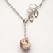 Silver Plated Brass Leaf Porcelain Owl Necklace