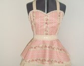 Vintage Inspired Pink & Ivory Lace Pin Up 2 Full Circle Apron