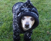 Black & Grey Snowflake Stretch Knit and Micro Cuddle Fleece Dog Hoodie