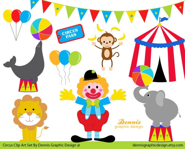 BUY 2 GET 2 FREE - Circus Clip Art Set - Digital Graphics for Personal and Commercial Use