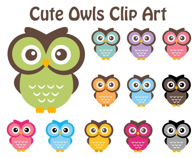 BUY 2 GET 2 FREE - Cute Owl Clipart - Owl Clip Art Elements - Personal and Commercial Use