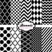 BUY 2 GET 2 FREE - Digital Scrapbook Paper Clip Art - Black and White Scrapbooking Paper