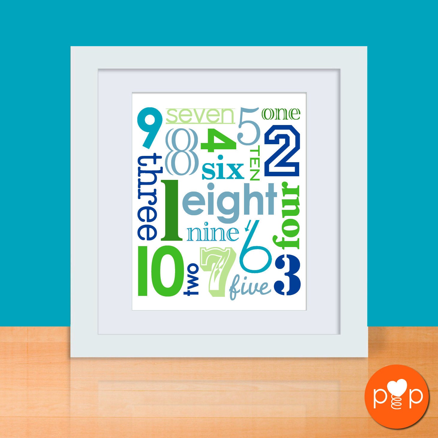 Jumbled Numbers Art Print - BOY -  8 x 10 Poster